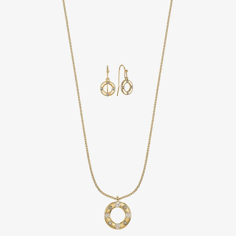 Liz Claiborne Pendant Necklace & Drop Earring Womens Glass 2-pc. Jewelry Set
