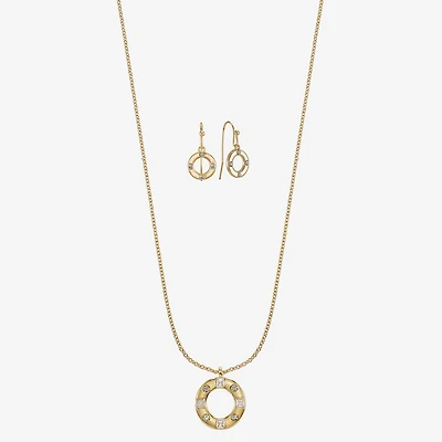 Liz Claiborne Pendant Necklace & Drop Earring Womens Glass 2-pc. Jewelry Set