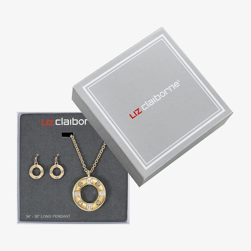 Liz Claiborne Pendant Necklace & Drop Earring Womens Glass 2-pc. Jewelry Set