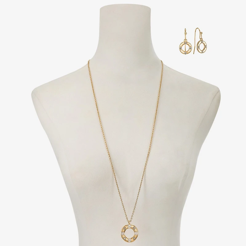 Liz Claiborne Pendant Necklace & Drop Earring Womens Glass 2-pc. Jewelry Set