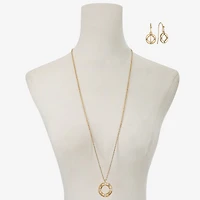 Liz Claiborne Pendant Necklace & Drop Earring Womens Glass 2-pc. Jewelry Set