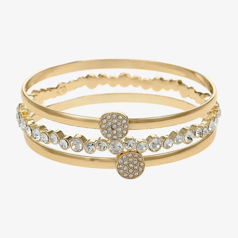 Liz Claiborne Pave Bangle Womens 3-pc. Glass Bracelet Set