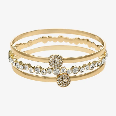 Liz Claiborne Pave Bangle Womens 3-pc. Glass Bracelet Set