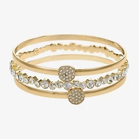 Liz Claiborne Pave Bangle Womens 3-pc. Glass Bracelet Set