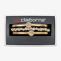 Liz Claiborne Pave Bangle Womens 3-pc. Glass Bracelet Set