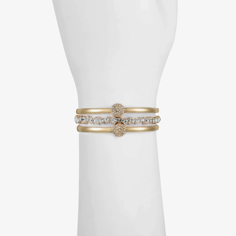 Liz Claiborne Pave Bangle Womens 3-pc. Glass Bracelet Set