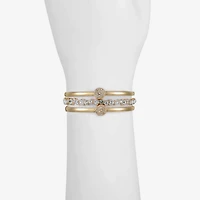 Liz Claiborne Pave Bangle Womens 3-pc. Glass Bracelet Set