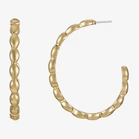 Liz Claiborne Textured Womens 47mm Oval Rectangular Hypoallergenic Hoop Earrings