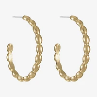 Liz Claiborne Textured Womens 47mm Oval Rectangular Hypoallergenic Hoop Earrings