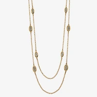 Liz Claiborne Pave Station Womens Glass 34 Inch Strand Necklace