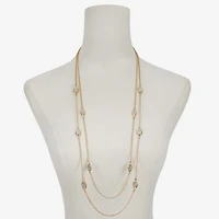 Liz Claiborne Pave Station Womens Glass 34 Inch Strand Necklace