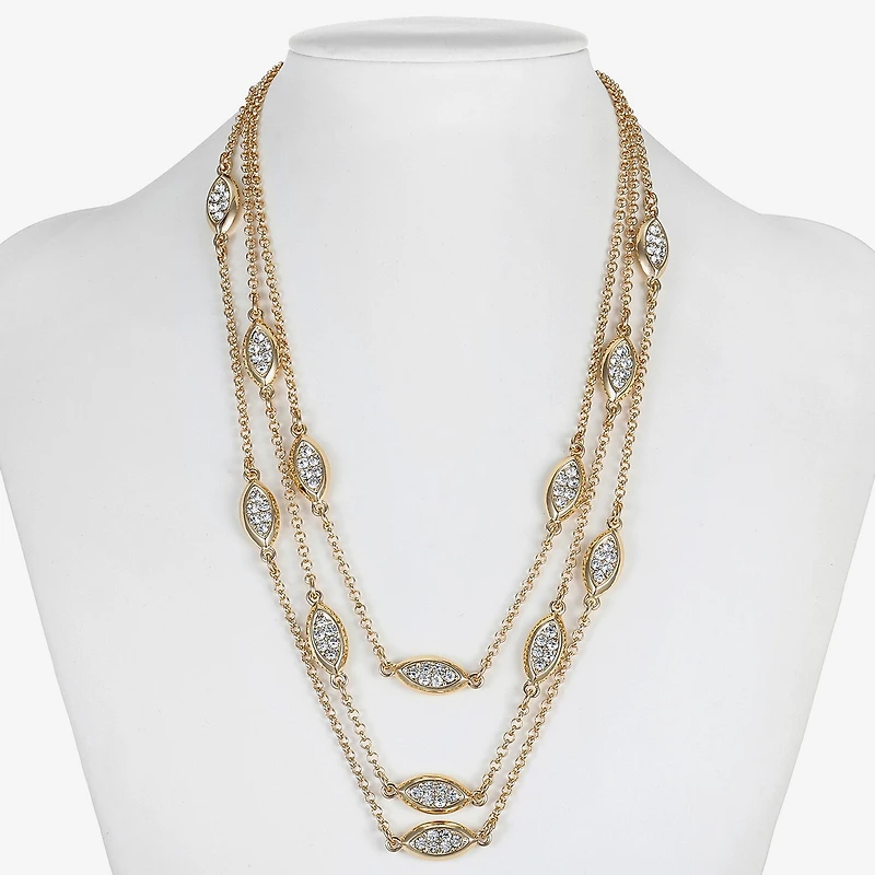 Liz Claiborne Pave Layered Womens 18 Inch Statement Necklace