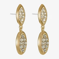 Liz Claiborne Pave Womens Glass Oval Hypoallergenic Drop Earrings
