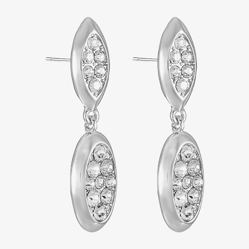 Liz Claiborne Pave Womens Glass Oval Hypoallergenic Drop Earrings