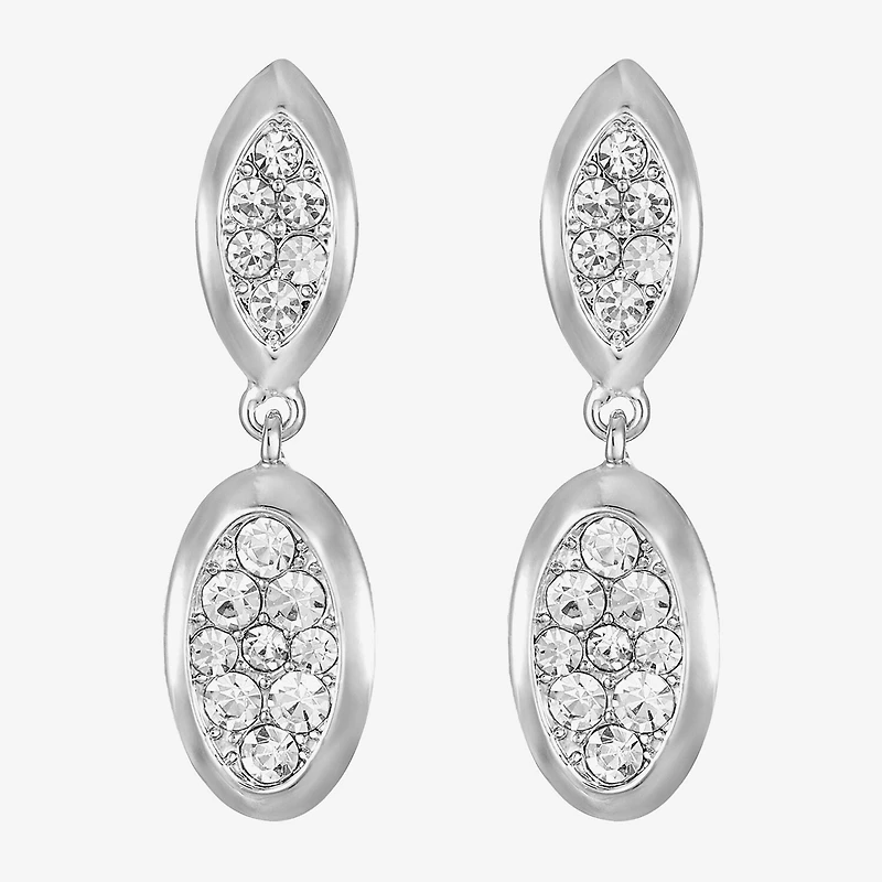 Liz Claiborne Pave Womens Glass Oval Hypoallergenic Drop Earrings