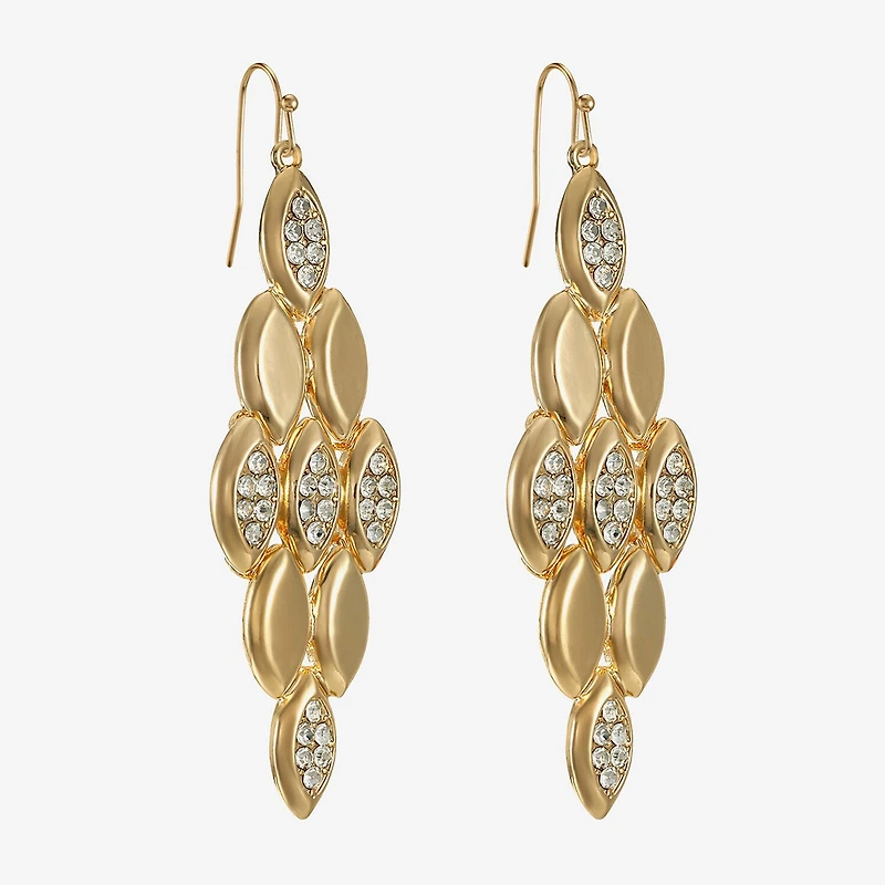 Liz Claiborne Pave Womens Glass Oval Chandelier Earrings