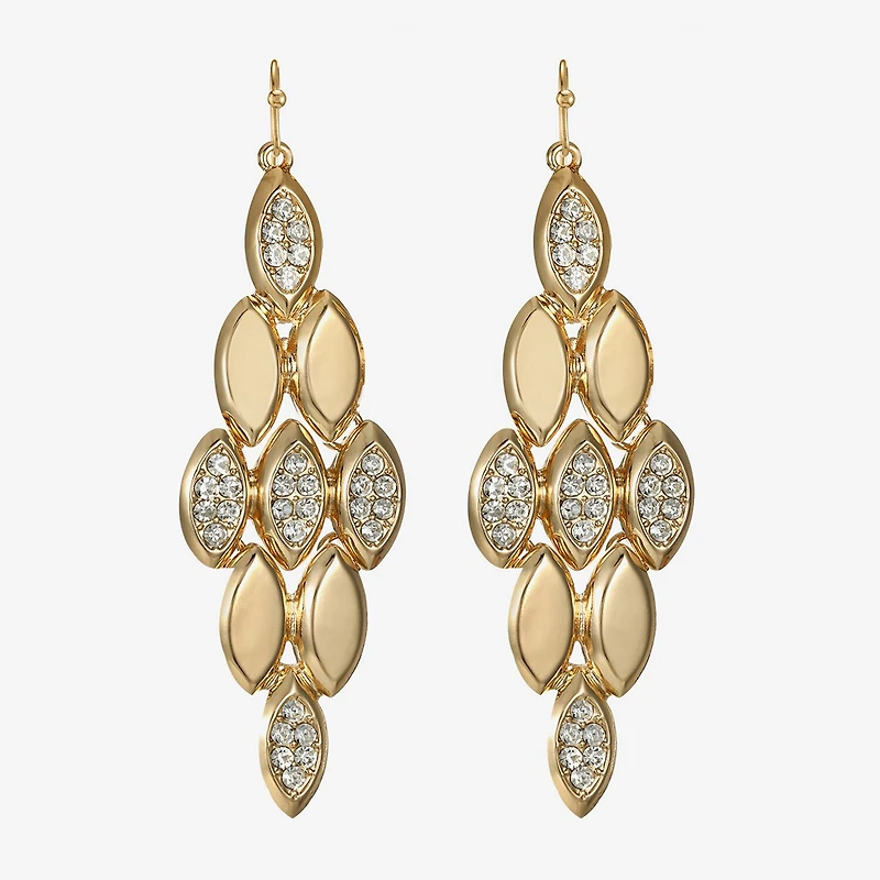Liz Claiborne Pave Womens Glass Oval Chandelier Earrings