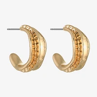 Liz Claiborne Textured Huggie Womens 19.7mm Hypoallergenic Hoop Earrings