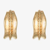 Liz Claiborne Textured Huggie Womens 19.7mm Hypoallergenic Hoop Earrings
