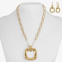 Liz Claiborne Textured Paperclip Pendant Necklace & Drop Earring Womens Square 2-pc. Jewelry Set