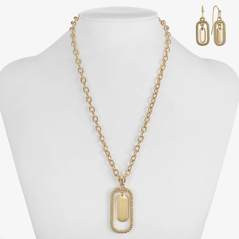 Liz Claiborne Orbital Pendant Necklace & Drop Earring Womens 2-pc. Jewelry Set
