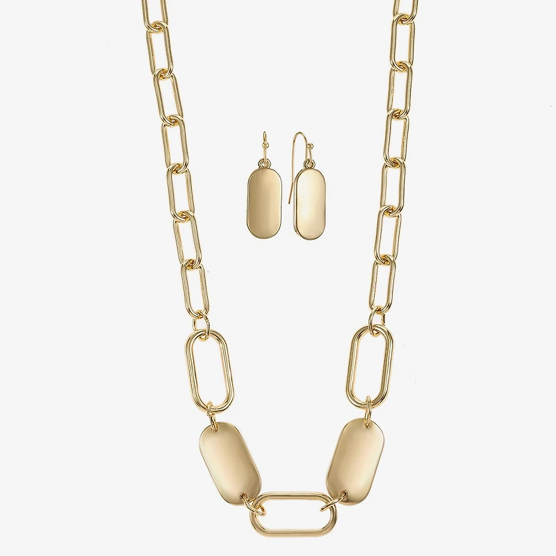 Liz Claiborne Textured Paperclip Collar Necklace & Drop Earring Womens 2-pc. Jewelry Set