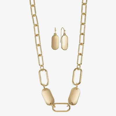 Liz Claiborne Textured Paperclip Collar Necklace & Drop Earring Womens 2-pc. Jewelry Set