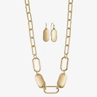 Liz Claiborne Textured Paperclip Collar Necklace & Drop Earring Womens 2-pc. Jewelry Set