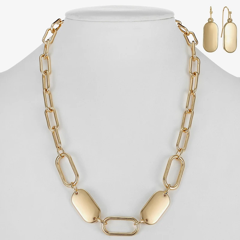 Liz Claiborne Textured Paperclip Collar Necklace & Drop Earring Womens 2-pc. Jewelry Set