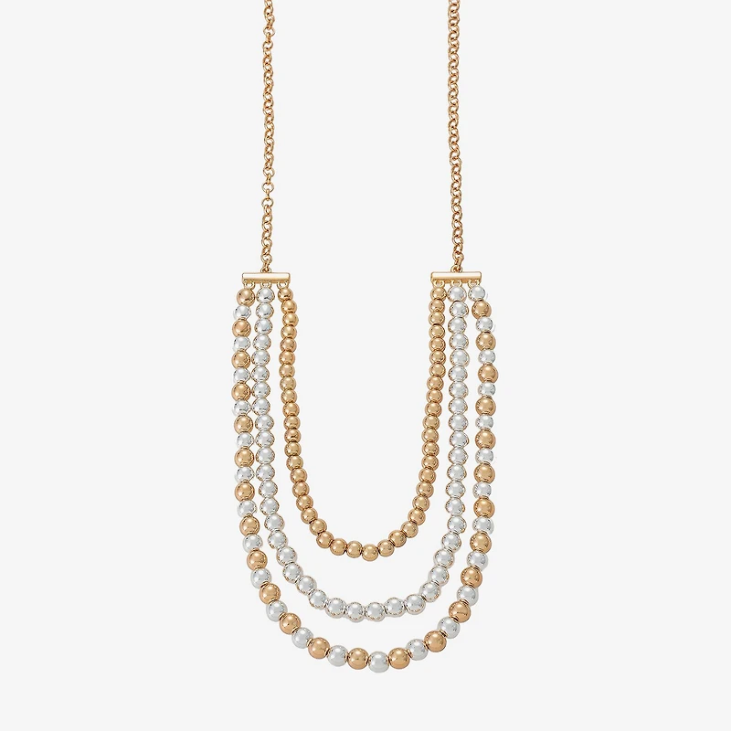 Liz Claiborne Two Tone Beaded Womens 18 Inch Collar Necklace