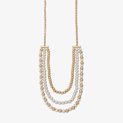 Liz Claiborne Two Tone Beaded Womens 18 Inch Collar Necklace