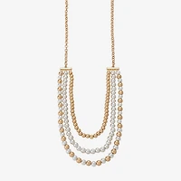 Liz Claiborne Two Tone Beaded Womens 18 Inch Collar Necklace