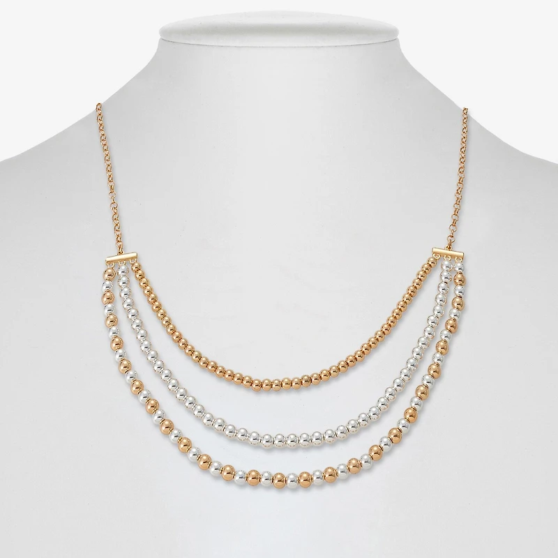 Liz Claiborne Two Tone Beaded Womens 18 Inch Collar Necklace