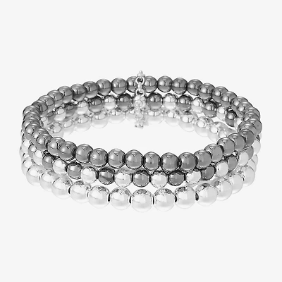 Liz Claiborne Two Tone Beaded Stretch Womens 3-pc. Bracelet Set