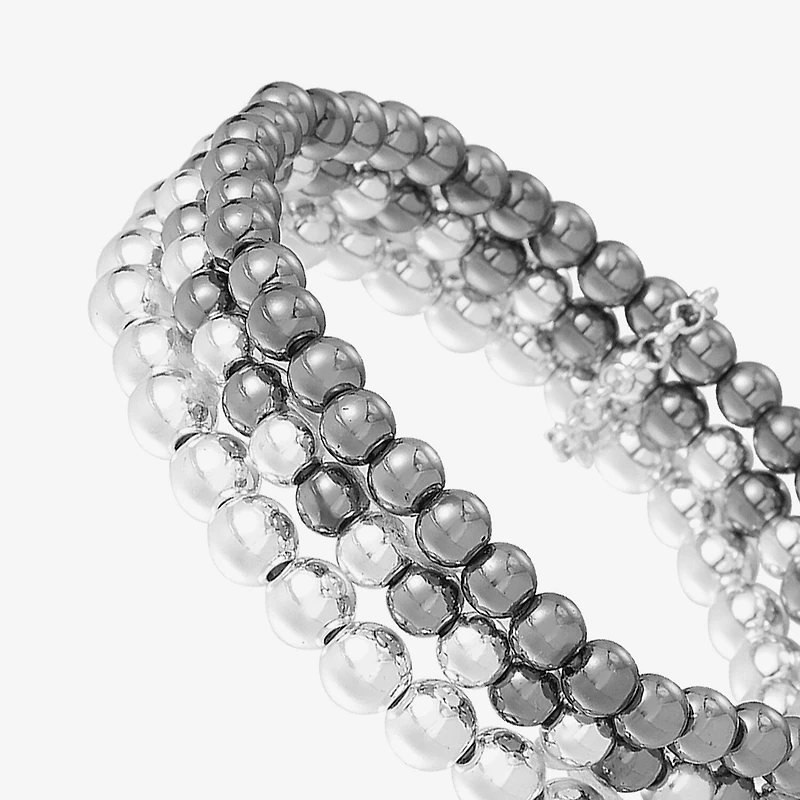 Liz Claiborne Two Tone BEADED Stretch Womens 3-pc. Bracelet Set