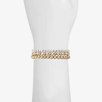 Liz Claiborne Two Tone BEADED Stretch Womens 3-pc. Bracelet Set