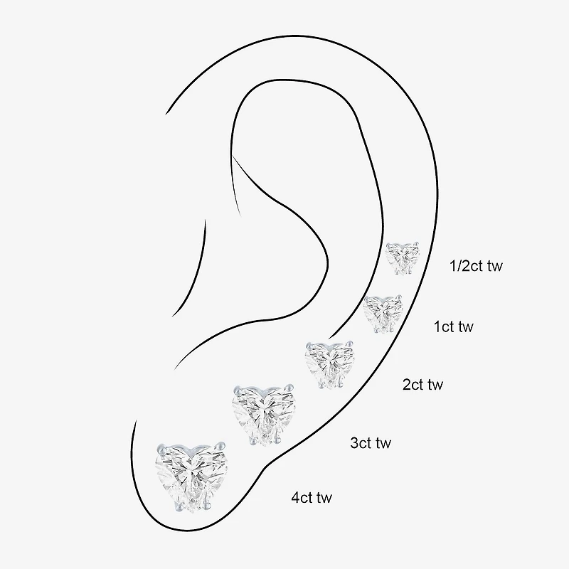 ( E-F/Si1-Si2 ) 1/2 CT. T.W. Lab-Grown Diamond 10K Gold 5.1mm Heart Stud Earrings