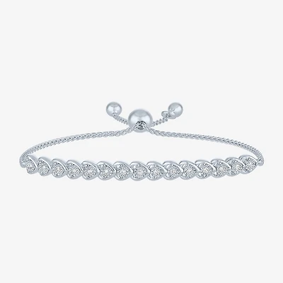 Heart (G-H / Si2 I1) Womens 1/10 CT. T.W. Lab Grown White Diamond 14K Gold Over Silver Sterling Bolo Bracelet
