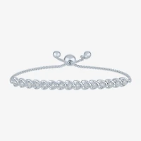Heart (G-H / Si2 I1) Womens 1/10 CT. T.W. Lab Grown White Diamond 14K Gold Over Silver Sterling Bolo Bracelet