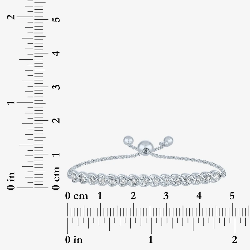 Heart (G-H / Si2 I1) Womens 1/10 CT. T.W. Lab Grown White Diamond 14K Gold Over Silver Sterling Bolo Bracelet