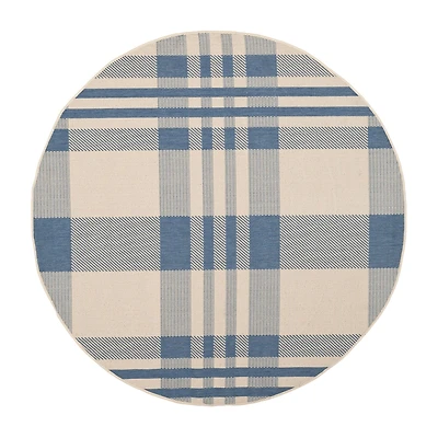 Safavieh Courtyard Collection Cori Plaid Indoor/Outdoor Round Area Rug