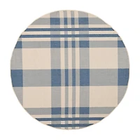 Safavieh Courtyard Collection Cori Plaid Indoor/Outdoor Round Area Rug