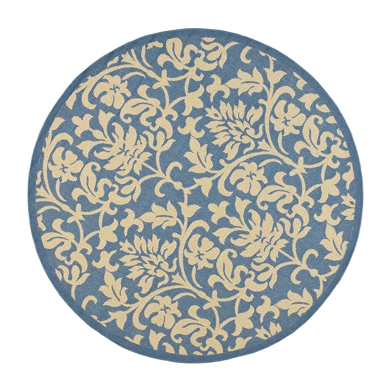 Safavieh Courtyard Collection Lyla Floral Indoor/Outdoor Round Area Rug
