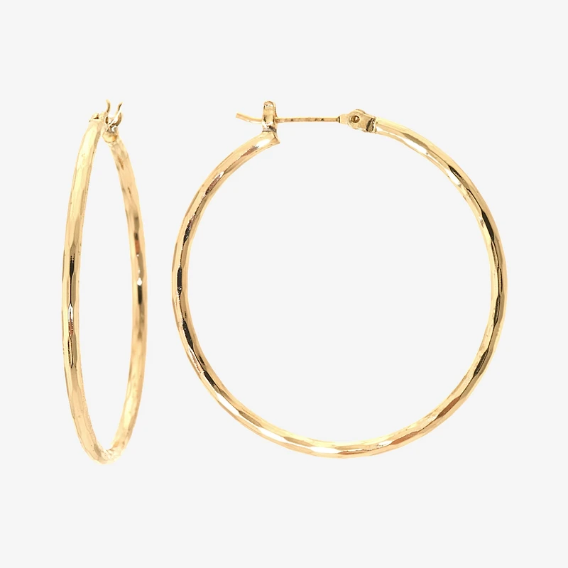 Silver Reflections 24K Gold Over Brass 40MM Diamond Cut Hoop Earrings