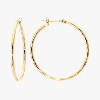 Silver Reflections 24K Gold Over Brass 40MM Diamond Cut  Hoop Earrings