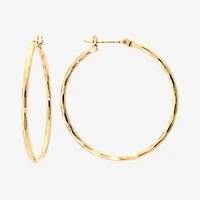 Silver Reflections 24K Gold Over Brass 40MM Diamond Cut  Hoop Earrings