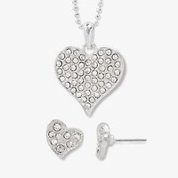 Mixit Womens Crystal Heart Hypoallergenic 2-pc. Jewelry Set