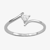 Itsy Bitsy Womens Sterling Silver Heart Bypass  Delicate Band
