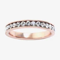 Sparkle Allure Womens 3MM Crystal 24K Rose Gold Over Brass Band
