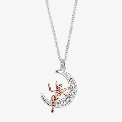 Disney Classics Womens Crystal Pure Silver Over Brass Moon 18 Inch Pendant Necklace